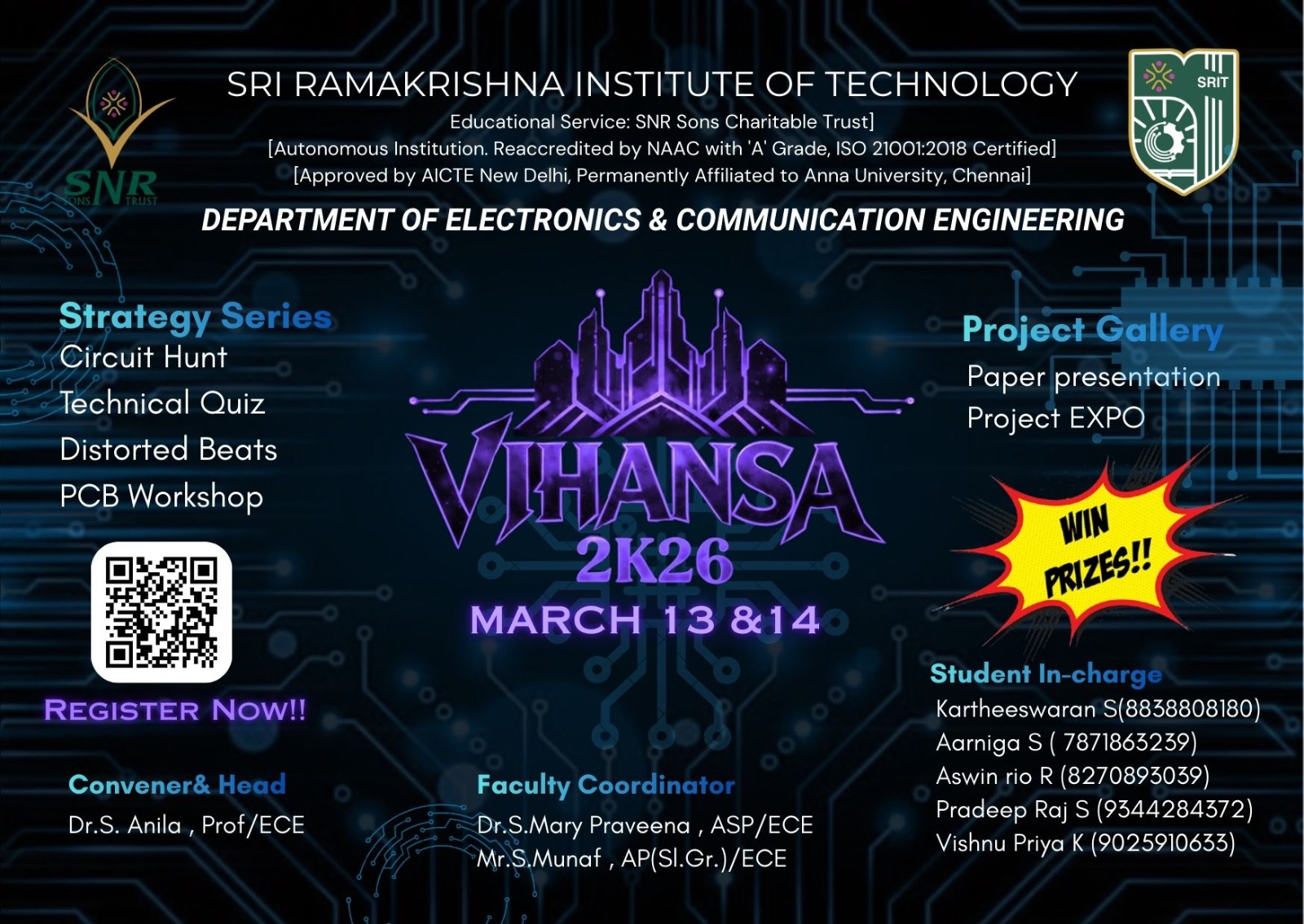 VIHANSA 2026 National Level Techno-Cultural Fest Poster 